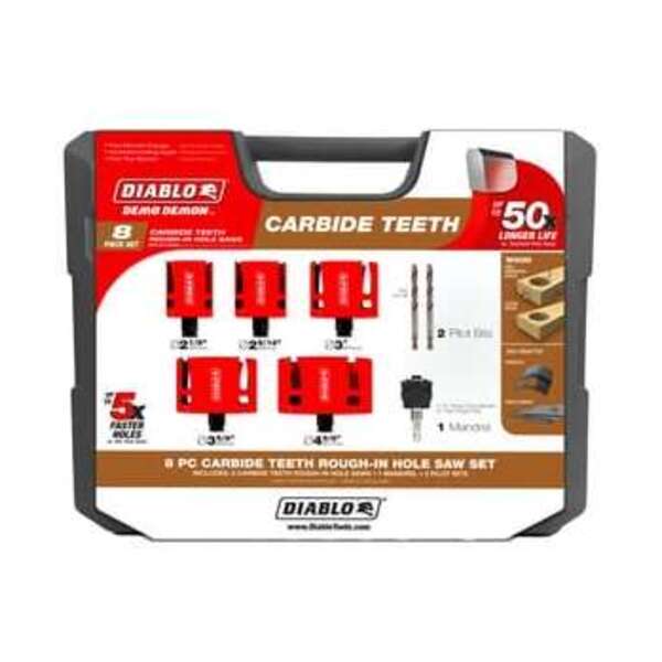 DIABLO TOOLS 8PC TCT ROUGH IN HOLE SAW SET