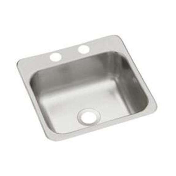 STERLING 15X15 2H 1B BAR SINK SM DRN SS