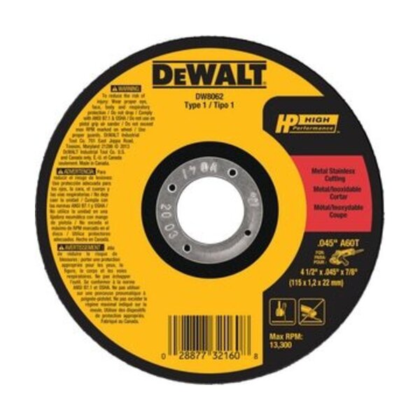 DEWALT 4-1/2X.045X7/8 MTL THIN CUT OFF WHL
