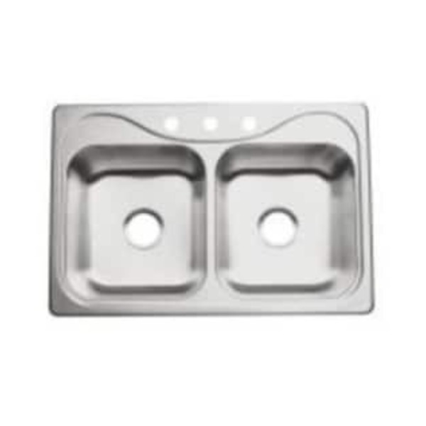 STERLING 33X22 3H 2B 6.5 SS SINK SGL PK