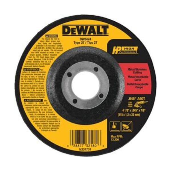 DEWALT 4-1/2 X .045 X 7/8 CUT/GRIND WHL