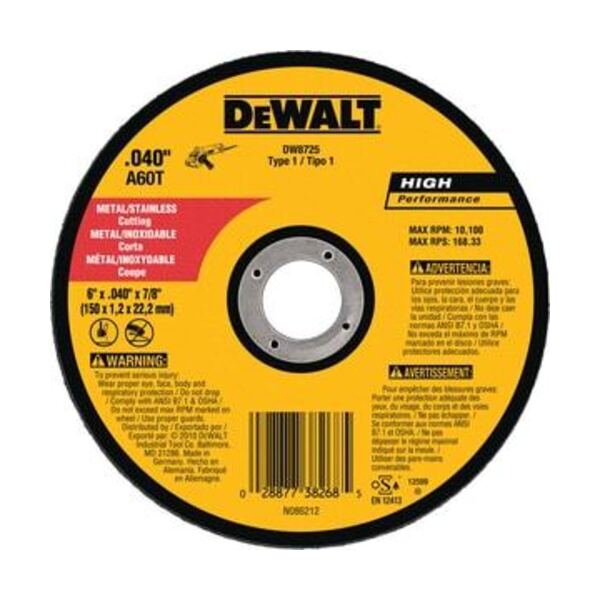DEWALT 6X040X7 8 A60T MTL THIN CO WH