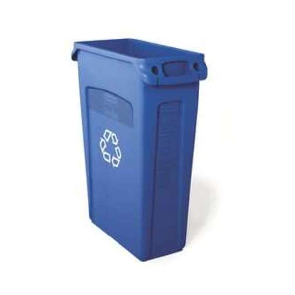 RUBBERMAID 23G SLIM JIM STN RECY CONT BLUE