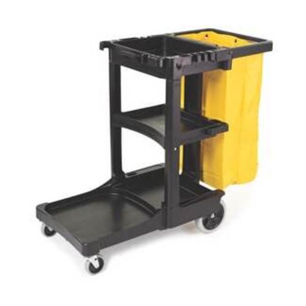 RUBBERMAID JANITOR CART CLEANING TROLLEY BLAC