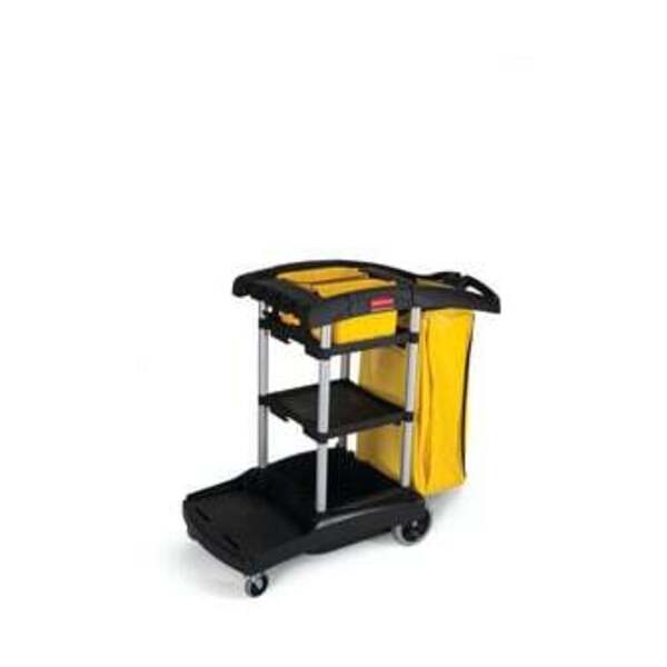 RUBBERMAID HI CAPA JANITOR CART BLAC