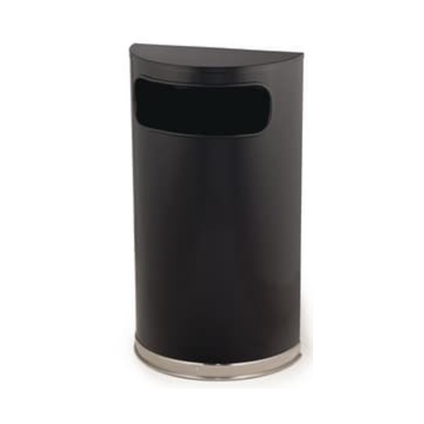 RUBBERMAID 9 GAL 1/2 RND SIDE OPEN RECEPT BLK