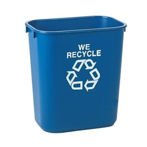 RUBBERMAID 28QT DESKSIDE MED RCY CONT BLUE