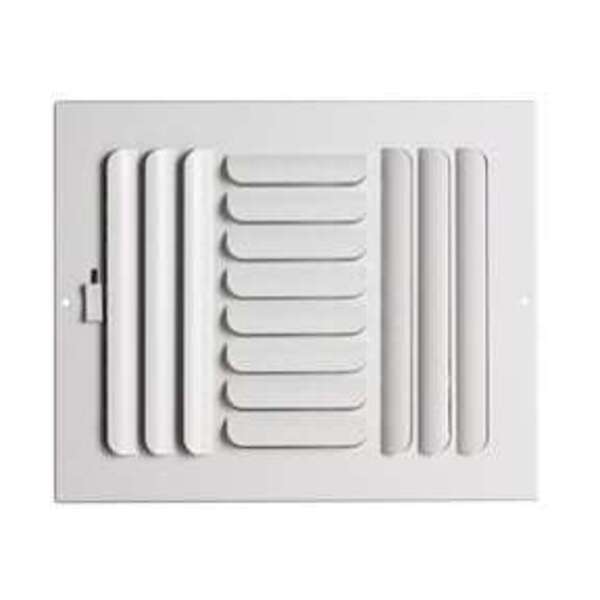 PROSELECT 10 x 4 in. Stamped Steel Curved Blade 3-way Residential Ceiling & Sidewall Register in White