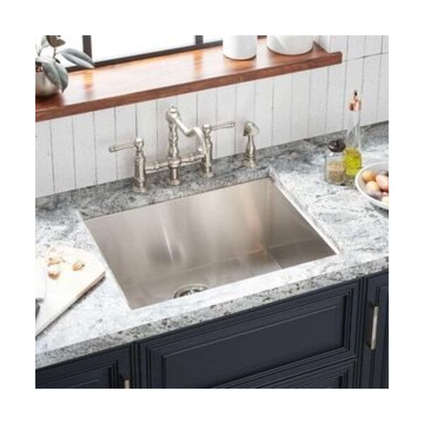 SIGNATURE HARDWARE 25 x 22 in. 4-Hole Single Bowl Undermount Kitchen Sink in Stainless Steel