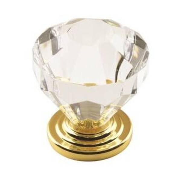 AMEROCK LLC 1-1/4 in (32 mm) Diameter Clear/Burnished Brass Cabinet Knob