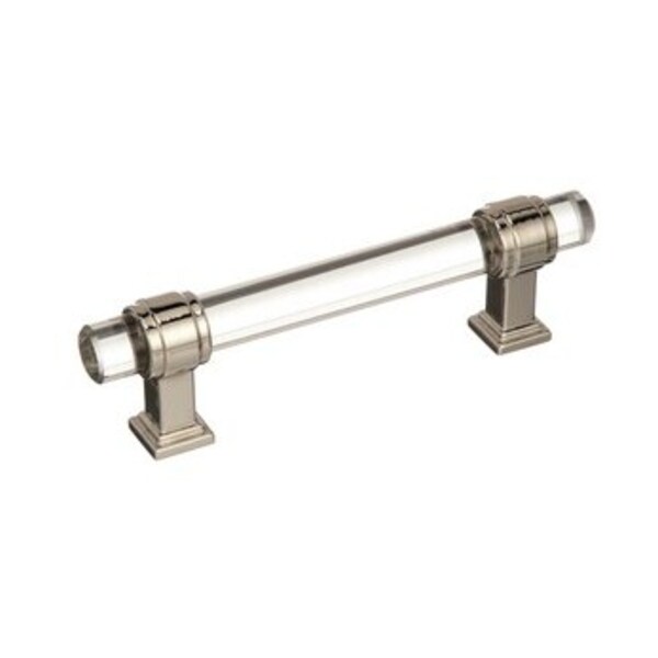AMEROCK LLC Glacio 3-3/4 in (96 mm) Center-to-Center Clear/Polished Nickel Cabinet Pull