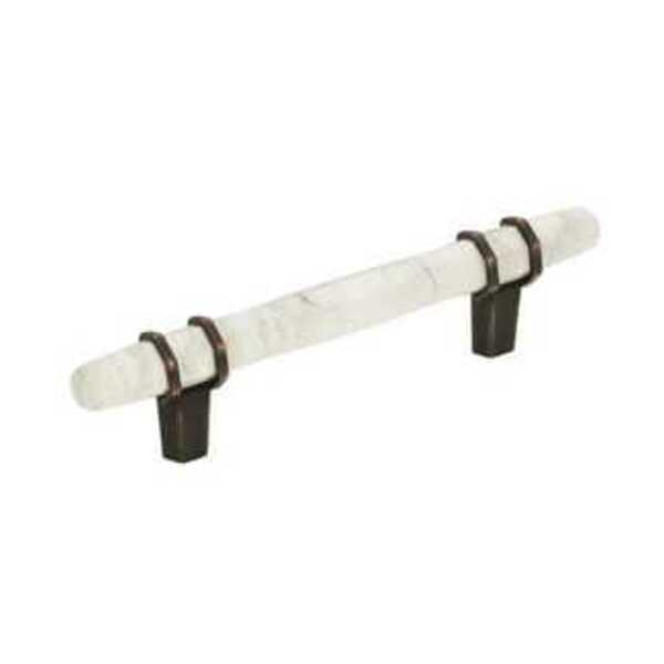 AMEROCK LLC Carrione 3-3/4 in (96 mm) Center-to-Center Marble White/Oil-Rubbed Bronze Cabinet Pull