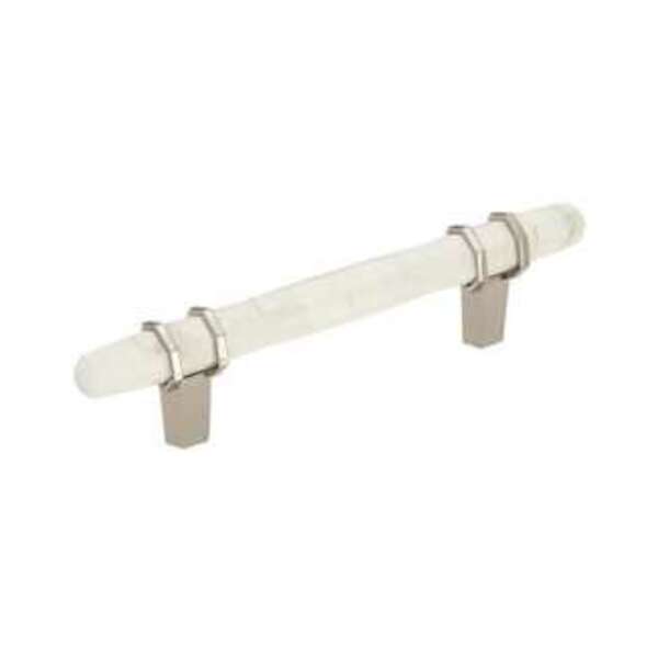 AMEROCK LLC Carrione 3-3/4 in (96 mm) Center-to-Center Marble White/Polished Nickel Cabinet Pull