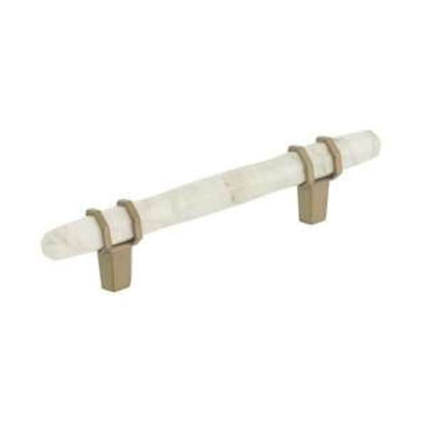 AMEROCK LLC Carrione 3-3/4 in (96 mm) Center-to-Center Marble White/Golden Champagne Cabinet Pull