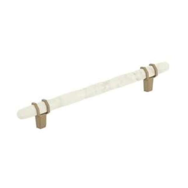 AMEROCK LLC Carrione 6-5/16 in (160 mm) Center-to-Center Marble White/Golden Champagne Cabinet Pull
