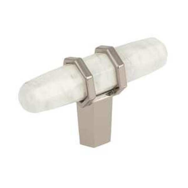 AMEROCK LLC Carrione 2-1/2 in (64 mm) Length Marble White/Polished Nickel Cabinet Knob