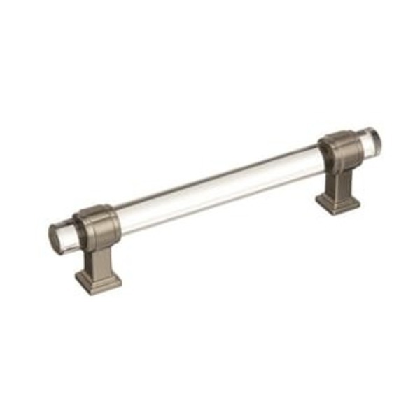 AMEROCK LLC Glacio 5-1/16 in (128 mm) Center-to-Center Clear/Satin Nickel Cabinet Pull