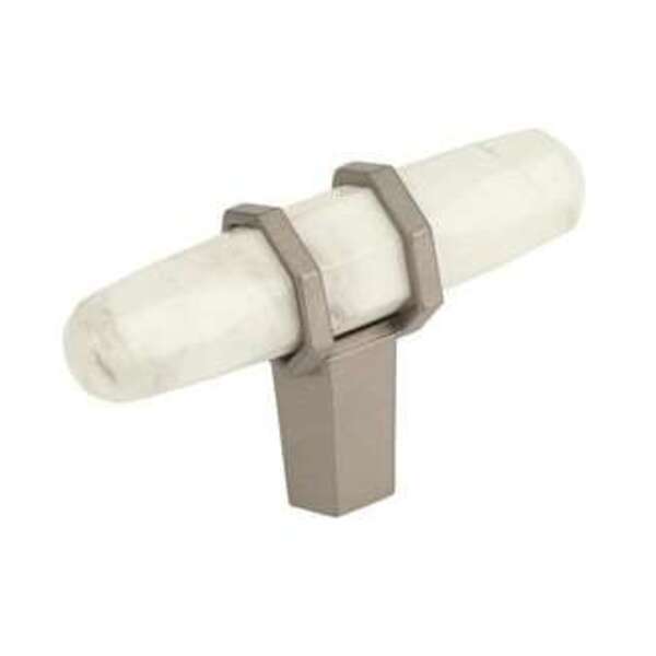 AMEROCK LLC Carrione 2-1/2 in (64 mm) Length Marble White/Satin Nickel Cabinet Knob