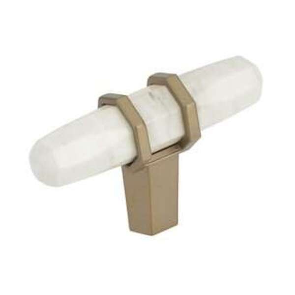 AMEROCK LLC 2-1/2 in. Knob in Marble White and Golden Champagne