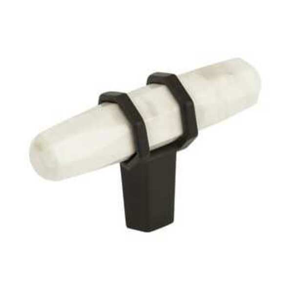 AMEROCK LLC Carrione 2-1/2 in (64 mm) Length Marble White/Black Bronze Cabinet Knob
