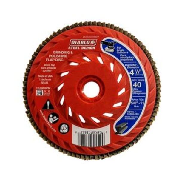 DIABLO TOOLS 4-1/2 STL FLAP DISC 40 GRIT