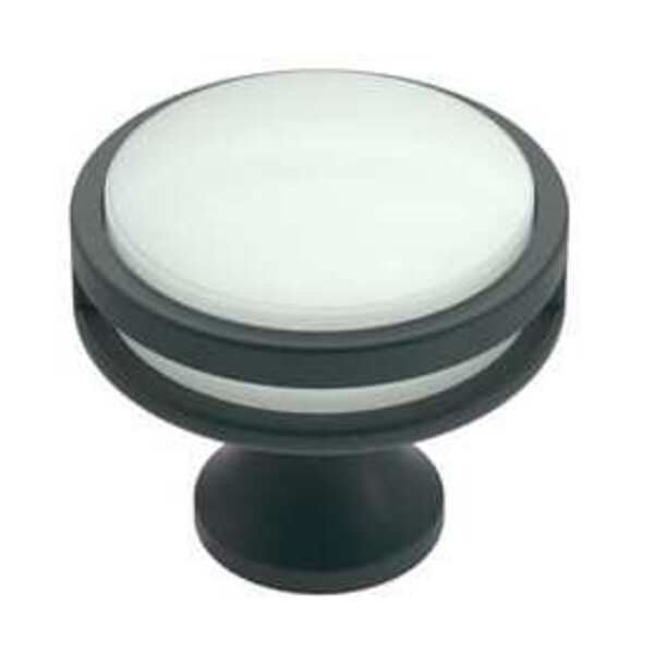 AMEROCK LLC 1-3/ 8 in. Round Knob in Matte Black and Frosted