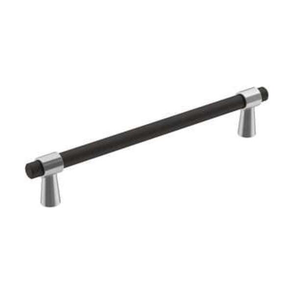 AMEROCK LLC MERGENCE 6-5/16 IN 160 MM CENTER-TO-CENTER POLISHED CHROME/BRUSHED MATTE BLACK CABINET PULL