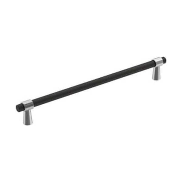AMEROCK LLC MERGENCE 8-13/16 IN 224 MM CENTER-TO-CENTER POLISHED CHROME/BRUSHED MATTE BLACK CABINET PULL