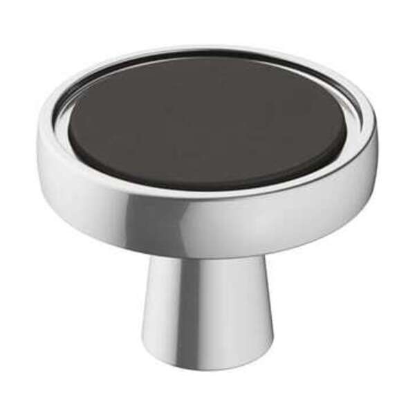 AMEROCK LLC MERGENCE 1-3/8 IN 35 MM DIAMETER POLISHED CHROME/BRUSHED MATTE BLACK CABINET KNOB