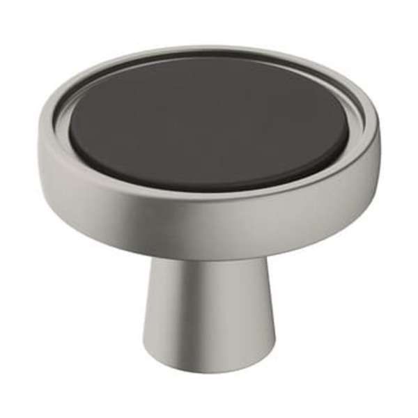 AMEROCK LLC MERGENCE 1-3/8 IN 35 MM DIAMETER MATTE BLACK/SATIN NICKEL CABINET KNOB