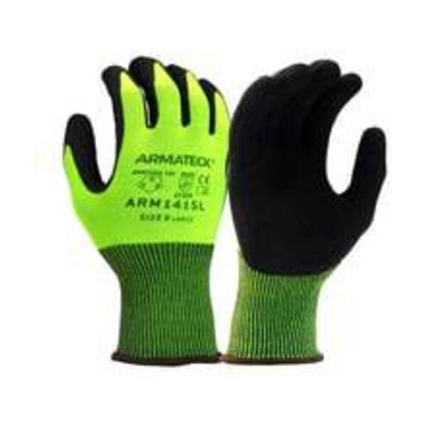 ARMATECK S Size 15 ga Nitrile and Nylon Hi-Viz Disposable Gloves