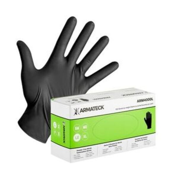 ARMATECK L Size 6 mil Nitrile Disposable Gloves in Black (Box of 100)