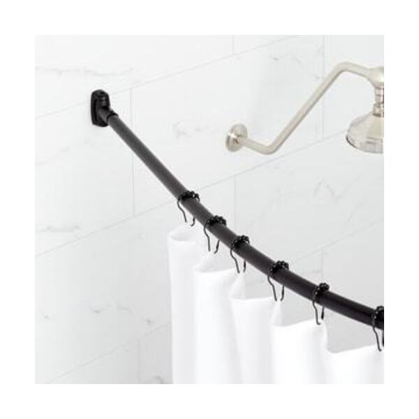 SIGNATURE HARDWARE 60 in. Curved Shower Rod in Matte Black