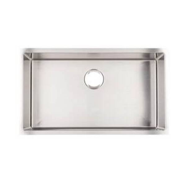SIGNATURE HARDWARE 29 x 18-1/2 in. No-Hole Single Bowl Undermount Kitchen Sink in Stainless Steel