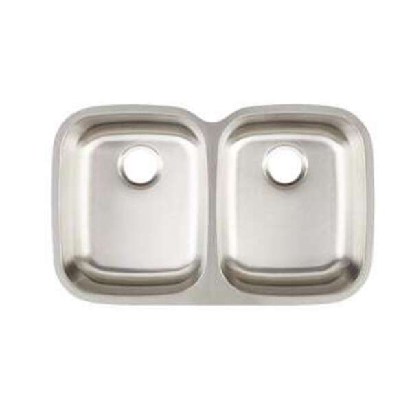 SIGNATURE HARDWARE 32-3/4 x 20 in. Stainless Steel Double Bowl Undermount Kitchen Sink