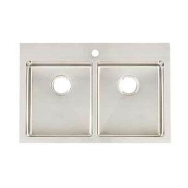 SIGNATURE HARDWARE 33 x 22 in. 1-Hole Stainless Steel Double Bowl Dual Mount Kitchen Sink