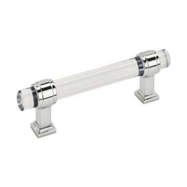 AMEROCK LLC GLACIO 3-3/4 IN 96 MM CENTER-TO-CENTER CLEAR/POLISHED CHROME CABINET PULL
